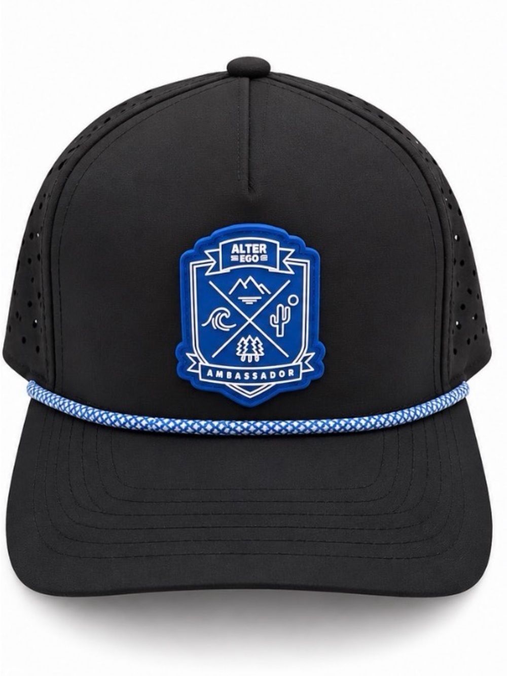 Alter Ego Black Trucker Cap with Blue Badge